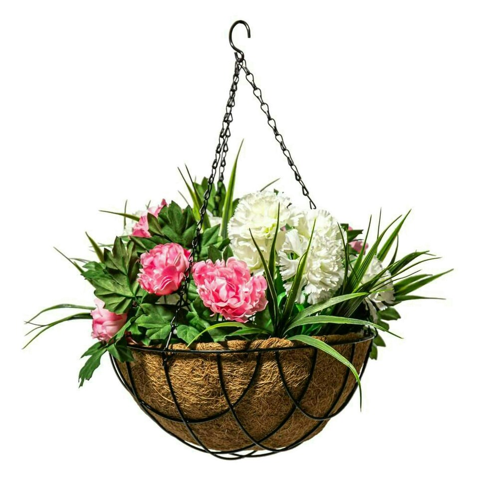 image 1 of Primrose Wire Hanging Basket Plant Pot Planter with Coco Liner 31cm