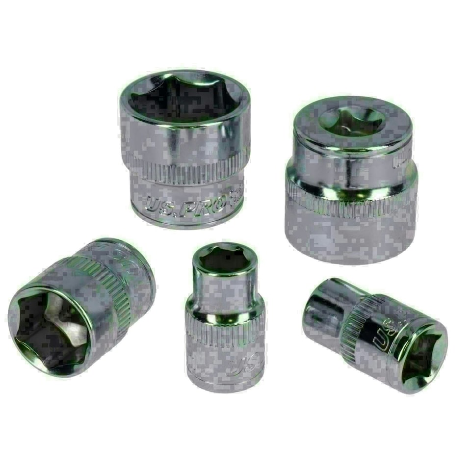 image 1 of 3/8" Drive Shallow Metric MM Sockets 6 Sided Single Hex 8mm - 24mm 17pc
