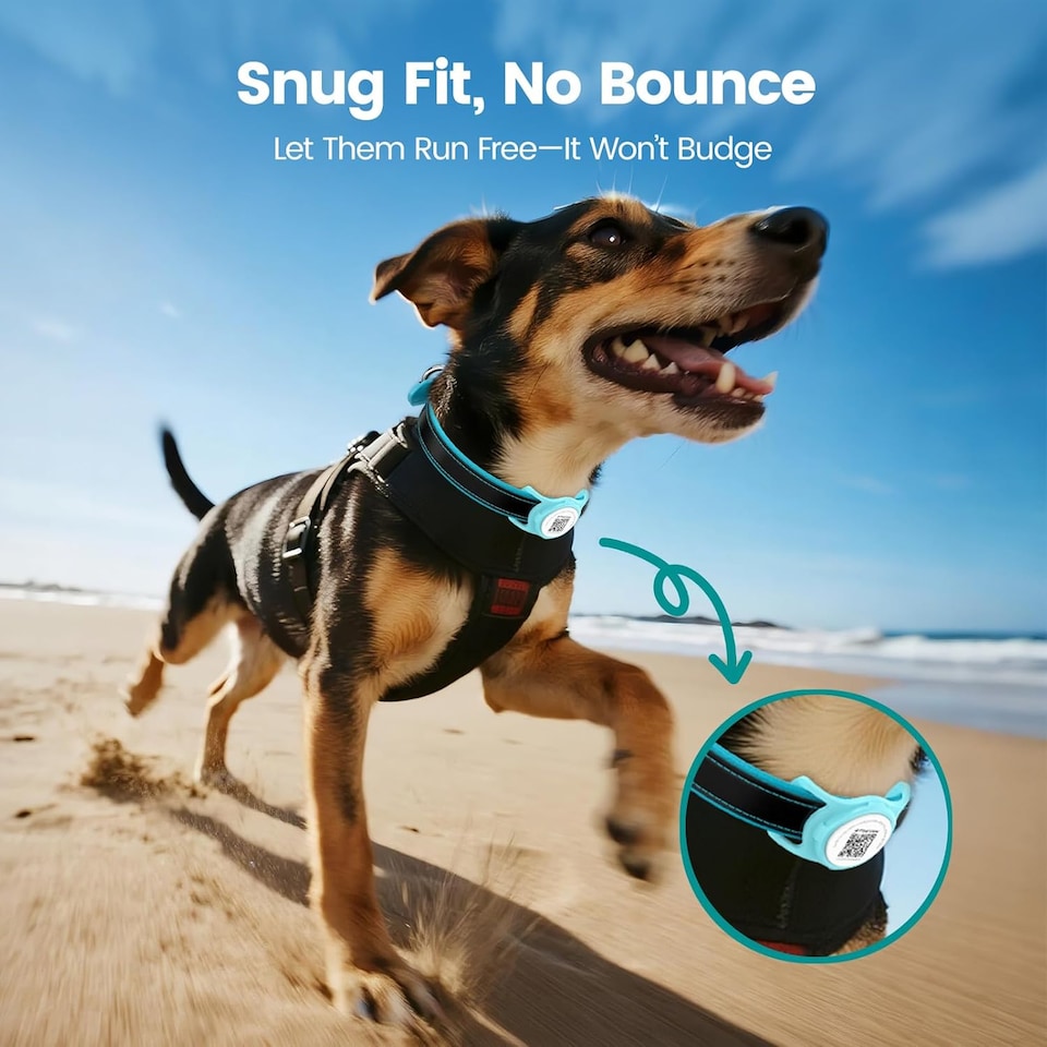 image 1 of AirTag Dog Collar Holder & Free App Pet Tracker Smart QR ID