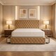 image 1 of Chesterfield 3ft single mink plush divan bed set headboard and footboard storage 2 Drawers Right Side Laying in Bed