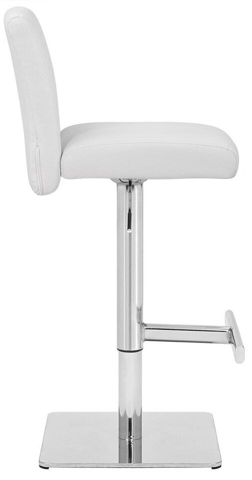 image 1 of Snella Deluxe Breakfast Bar Stool, Chrome Footrest, Height Adjustable Swivel Gas Lift, Home Bar & Kitchen Barstool, White