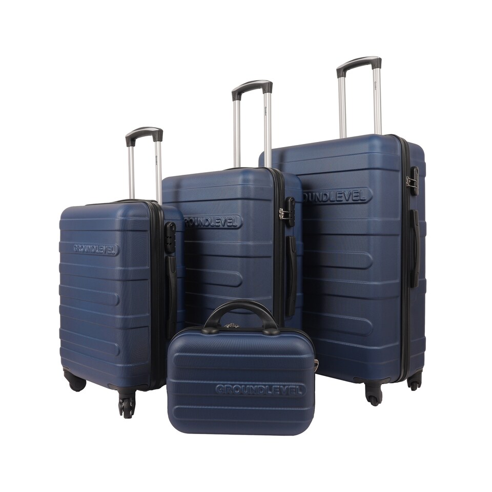 image 1 of Groundlevel 4 Piece Regency Hard Shell Travel Luggage Trolley Set | Blue | Navy