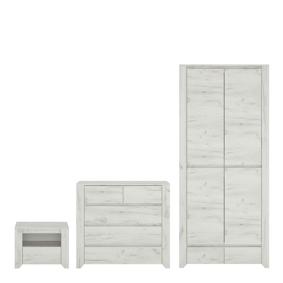 image 1 of Angel Package - 1 Drawer Bedside Cabinet + 2+3 Chest of Drawers + 2 Door 2 Drawer Fitted Wardrobe