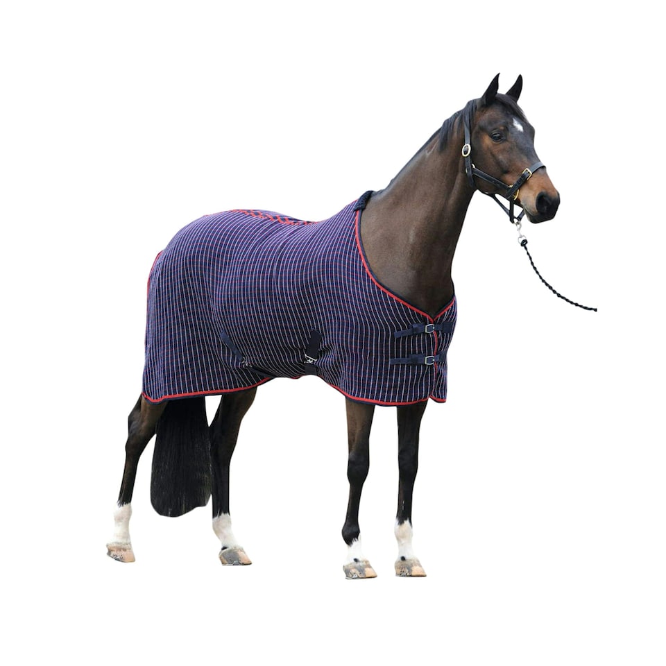 image 1 of Weatherbeeta Standard Neck Waffle Cooler Rug - Navy/Red/White - 5ft 6in