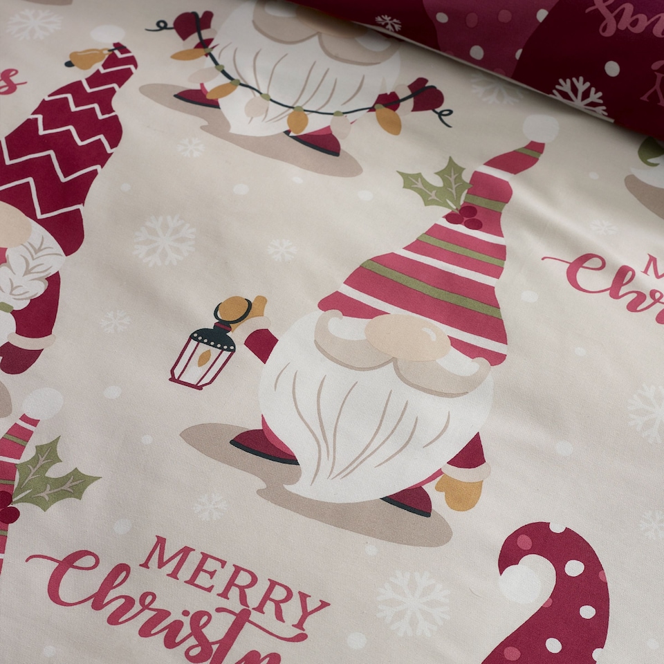 image 1 of Catherine Lansfield Christmas Gonks Reversible Duvet Cover Set