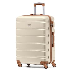 Flight Knight 25" 4 Wheel ABS Hard Case Medium Suitcase 100+ Airlines Approved - easyJet, British Airways, Ryanair, Jet2, Emirates & Many More - Check-in | Cream | Cream | Medium