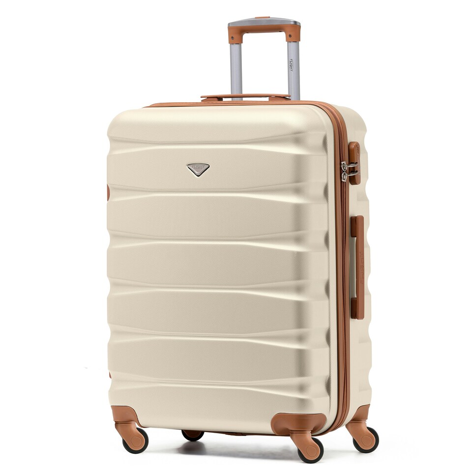 image 1 of Flight Knight 25" 4 Wheel ABS Hard Case Medium Suitcase 100+ Airlines Approved - easyJet, British Airways, Ryanair, Jet2, Emirates & Many More - Check-in | Cream | Cream | Medium