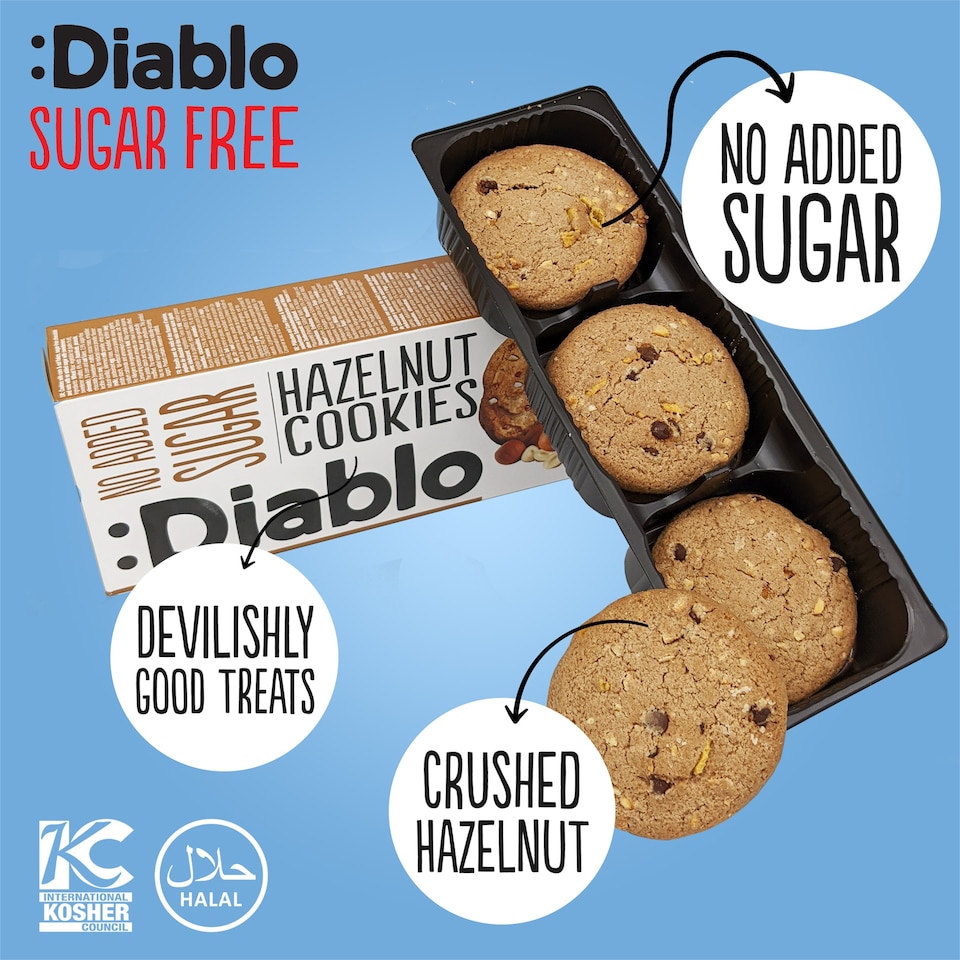 image 1 of Diablo No Added Sugar Hazelnut Cookies 135g 3 Pack