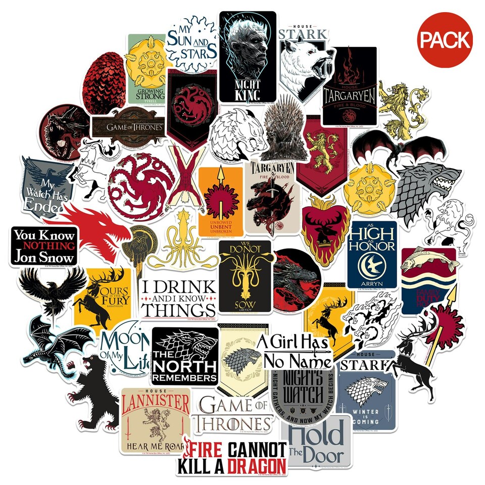 Game of Thrones Deluxe Assorted Designs Stickers (Pack of 50) - Multicoloured - One Size