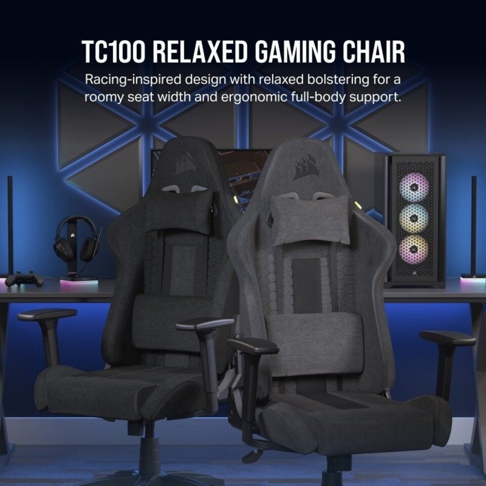 image 1 of Corsair TC100 Relaxed Gaming Chair - Grey & Black
