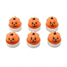 Widdop Gifts Set of 6 Pumpkin Tea Light Candles for Halloween