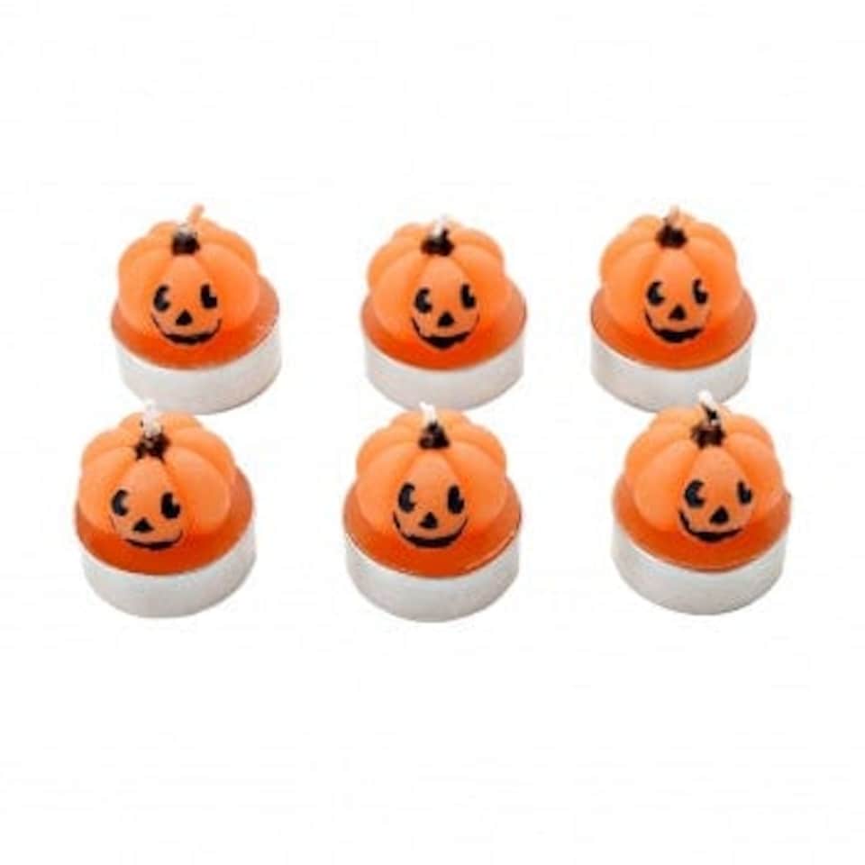Widdop Gifts Set of 6 Pumpkin Tea Light Candles for Halloween