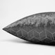 image 3 of OHS 2 x Crushed Velvet Metallic Geo Print Cushion Covers, 45x45cm - Charcoal