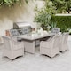 image 8 of Outsunny 6 Seater Rattan Dining Set, Luxury Round PE Rattan Garden Furniture Set with Cushions, Aluminium Outdoor Dining Table and Chairs with 6 Armchairs, Rectangle Glass Top Table, Grey