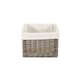 image 6 of Medium Square Antique Wash Lined Storage Basket | White | White | L