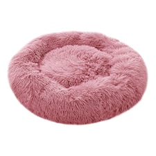 Living and Home Calming Round Donut Plush Dog Cuddler Bed, 70cm, Pink | Pink | One Size