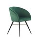 image 1 of Single Vittorio Velvet Dining Chair with Black Metal Legs, Quilted Design Modern Accent Chair | Green
