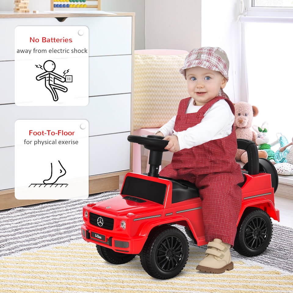 image 1 of HOMCOM Benz G350 Kids Ride on Sliding Car w/ Under Seat Storage No Power Red