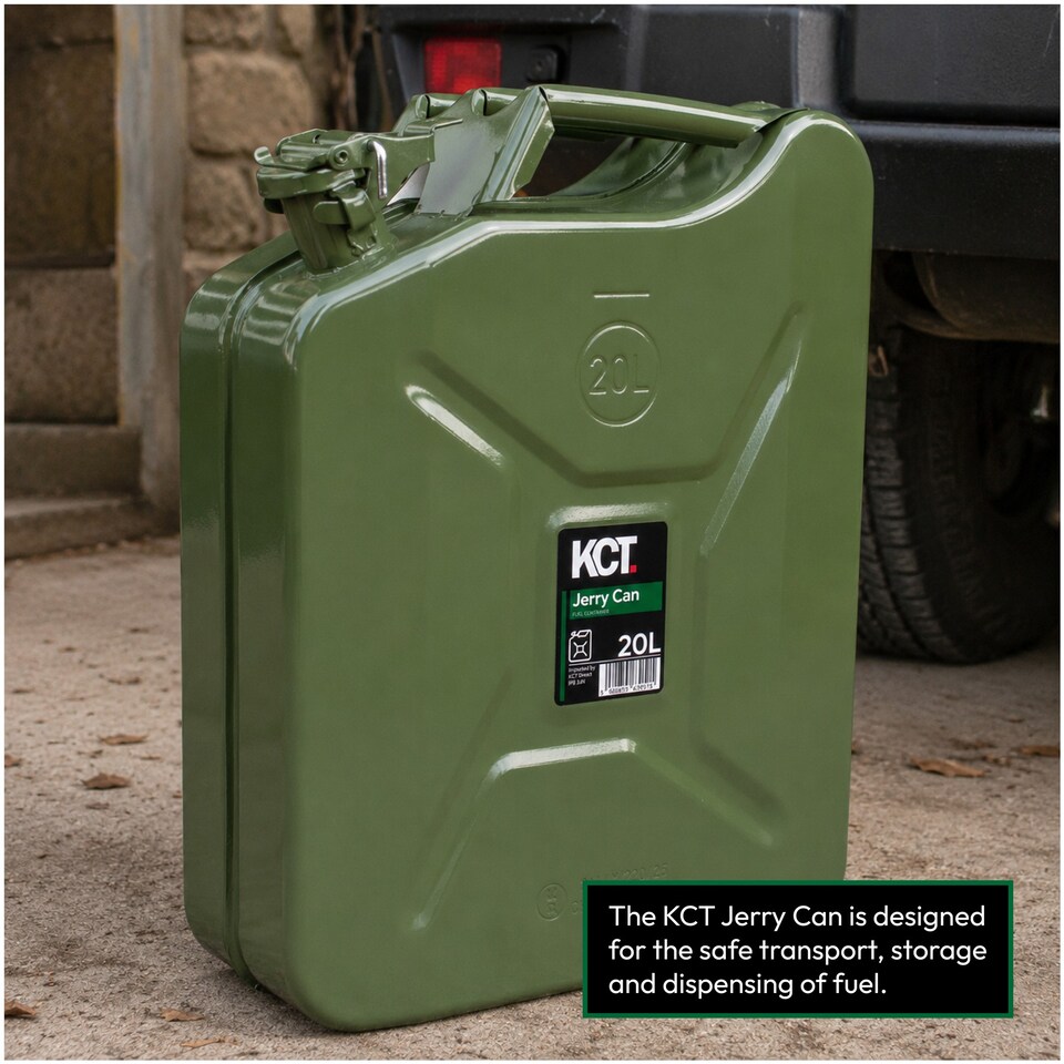 image 1 of KCT 20L Jerry Can Durable Metal Fuel Tank Petrol Diesel Gas Oil Gasoline Storage Container for Vehicle Car Motorbike