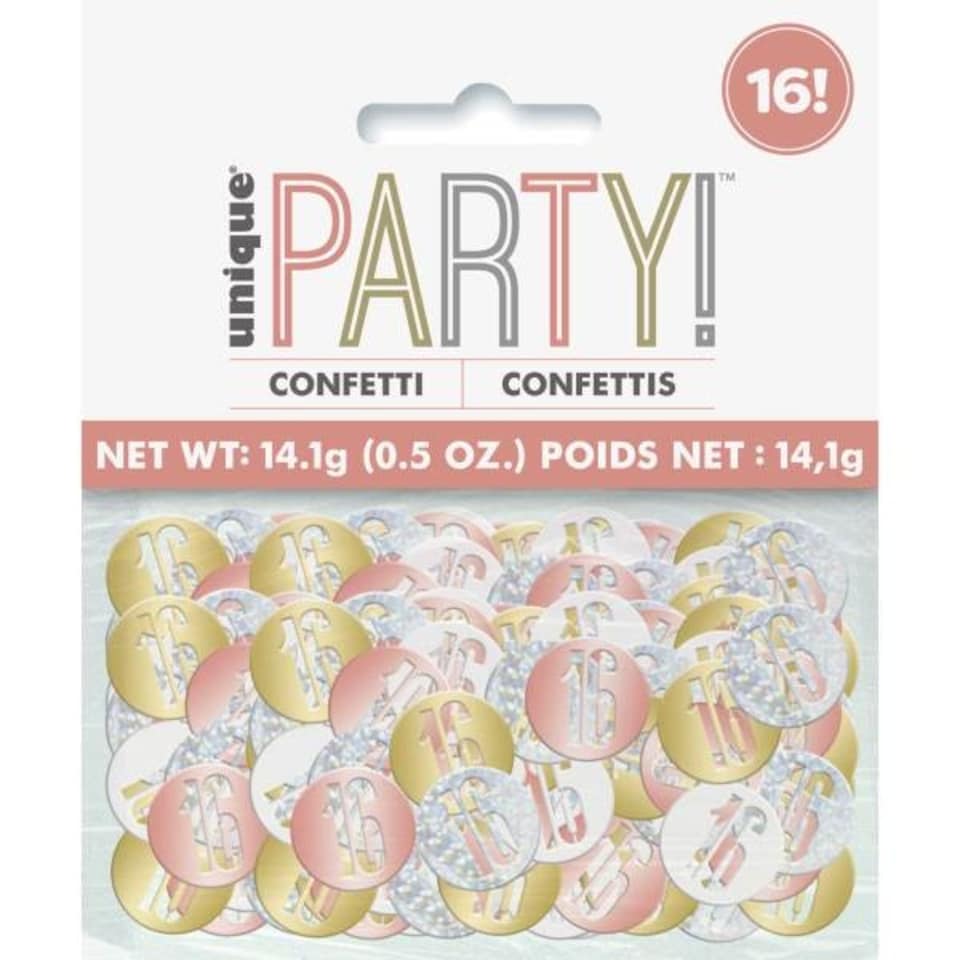 image 1 of Birthday Rose Gold Glitz Number 16 Confetti 5oz