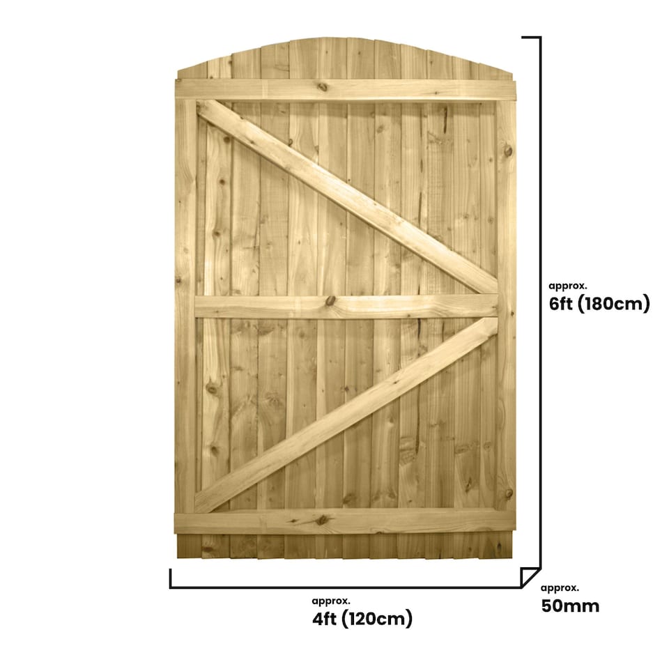 image 1 of Arch Top Wooden Garden Gate 6ft x 4ft Feather Edge Fully Framed Treated Door