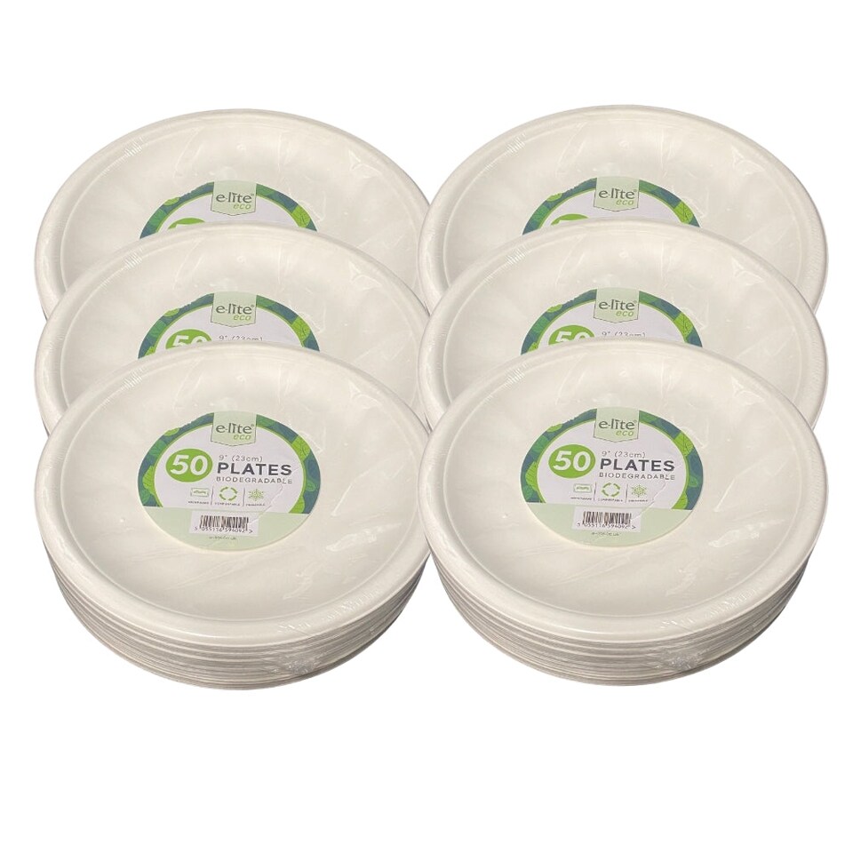 image 1 of Elite 9" Round Bagasse Plates 50pk - Pack of 1
