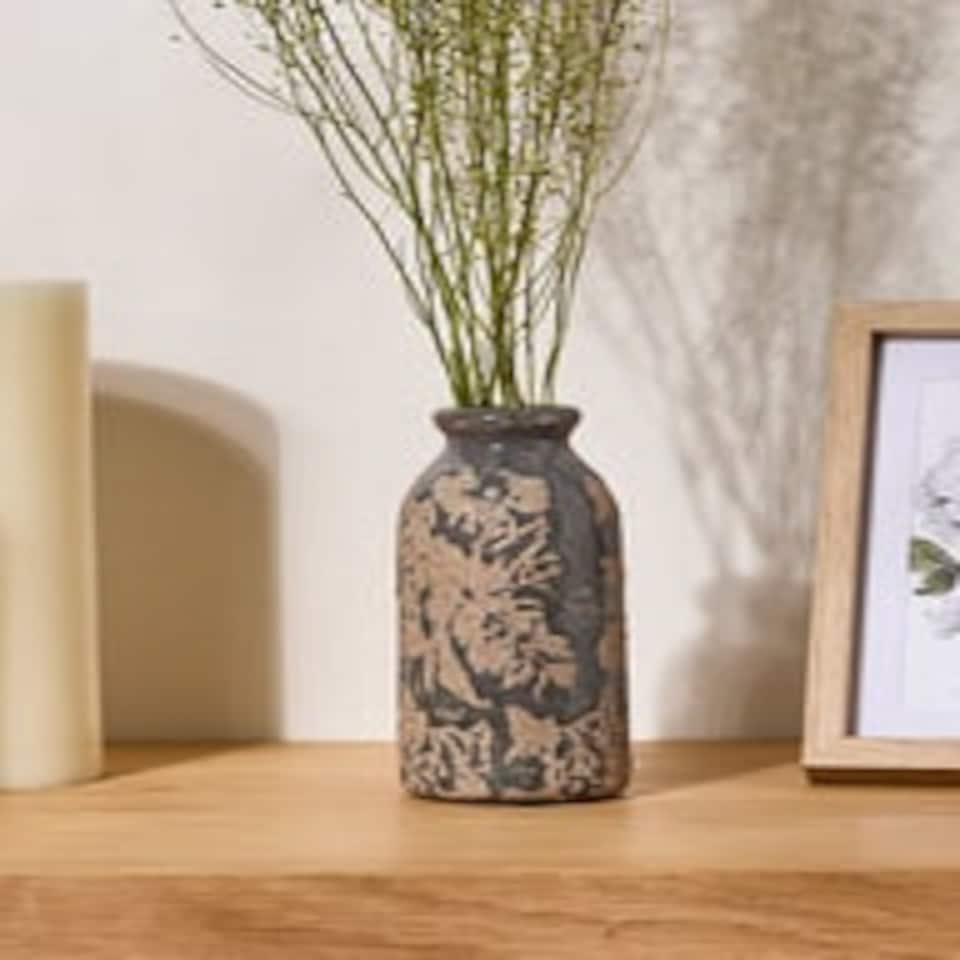 image 1 of Soire Blue Floral Bottle Vase Blue