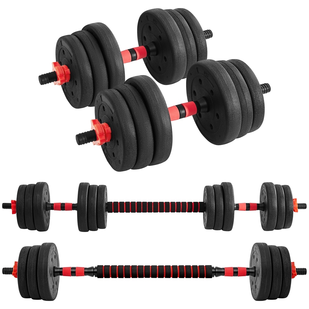Yaheetech Adjustable Dumbbell and Barbell Set, 20 kg Free Weights with 12 Weight Plates-Black