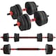 image 1 of Yaheetech Adjustable Dumbbell and Barbell Set,  20 kg Free Weights with 12 Weight Plates-Black