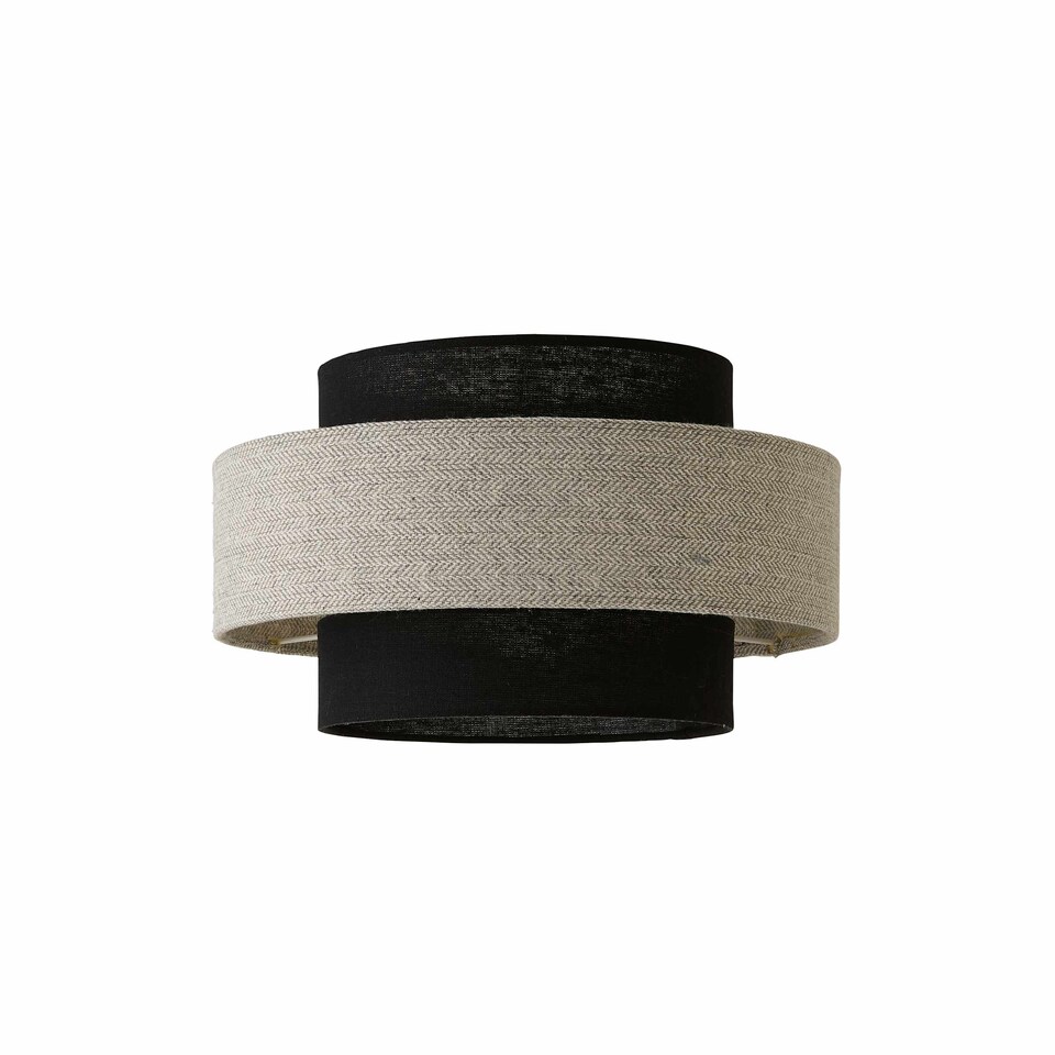 image 1 of ValueLights Weaver Pair Ceiling Pendant Light Shades Black and Grey Herringbone and Bulbs