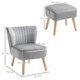 image 3 of HOMCOM Velvet Accent Chair Occasional Tub Seat Padding Curved Back with Ottoman Wood Frame Legs Home Furniture Light Grey