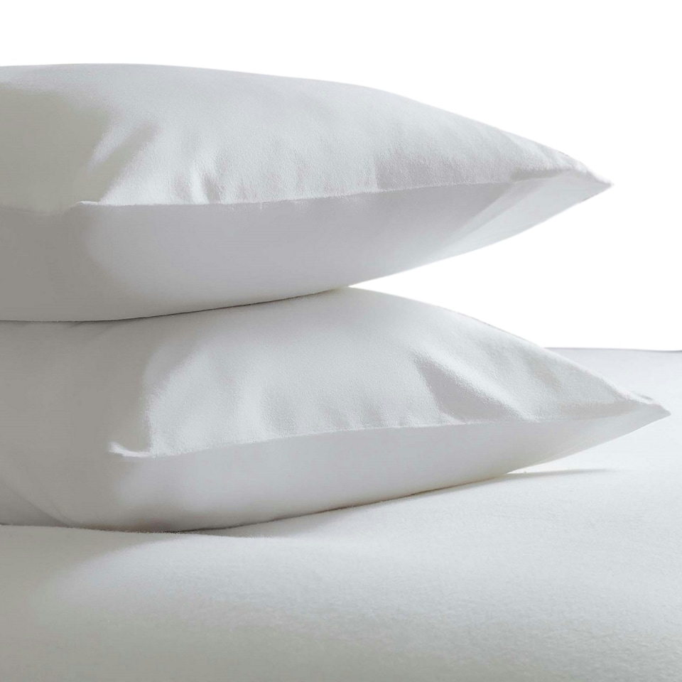 image 1 of Belledorm Brushed Cotton Housewife Pillowcase (Pair) - White - One Size