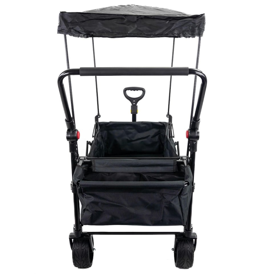 image 1 of GardenTek Garden Festival Trolley / Cart / Wagon with Wheels, Brakes, Canopy, Side Box, 90kg Load 120L Capacity | GTW330