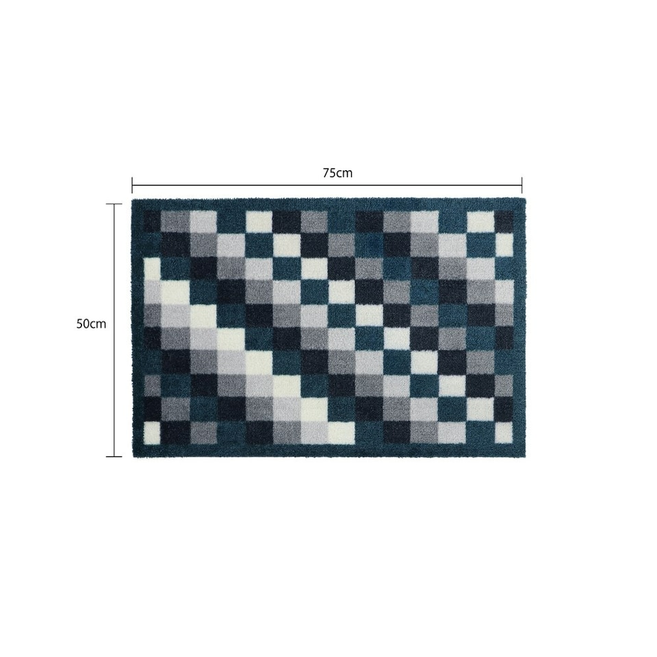 image 1 of JVL Mega Machine Washable Doormat and Runner Set, Pixels