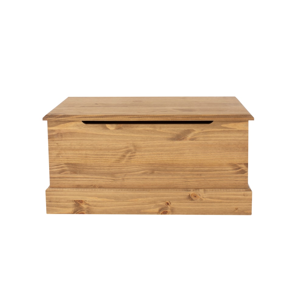 image 1 of Cotswold Ottoman Storage Trunk - Antique Wax Pine with Chunky Top and Classic Country Style | Brown | Antique Wax | One Size | 1