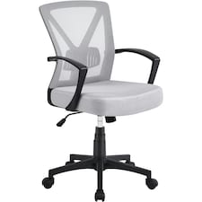 Yaheetech Adjustable Computer Chair Study Chair with Mid Back Grey | Light Grey