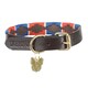 image 1 of Digby & Fox Drover Polo Leather Dog Collar - Navy/Red - 3XS
