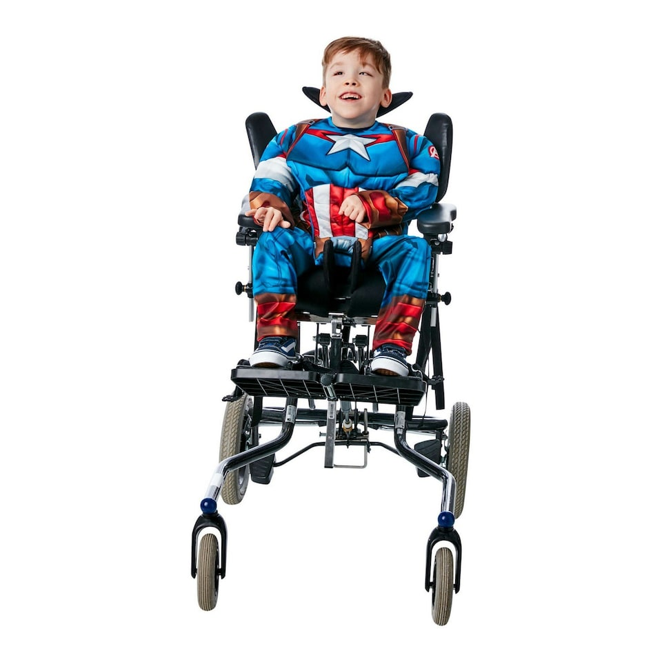 image 1 of Captain America Childrens/Kids Adaptive Costume - Blue/Red/White - S S