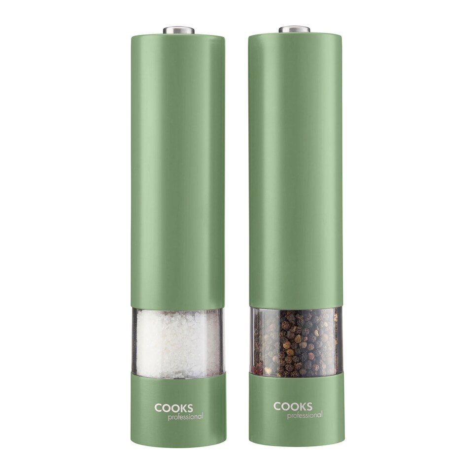 image 1 of Cooks Professional Electric Salt & Pepper Mill Set with Bamboo Base