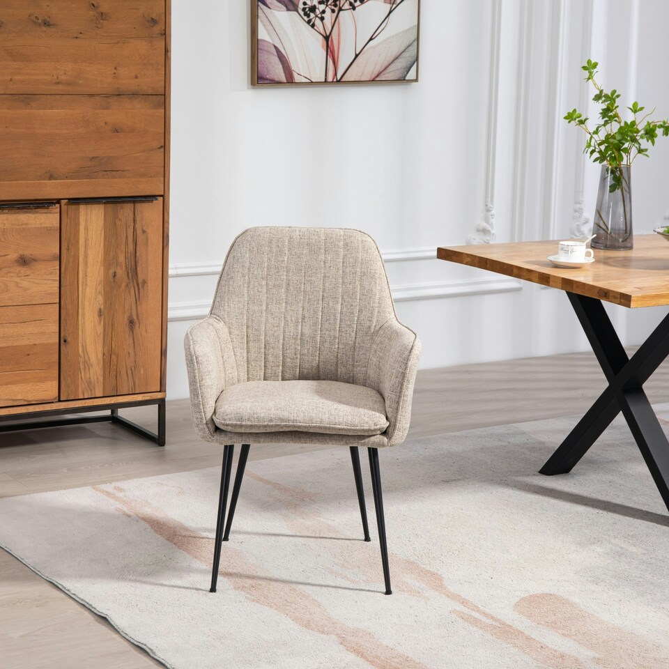 image 1 of Set of 2 Carrara Fabric Dining Chairs - Brown