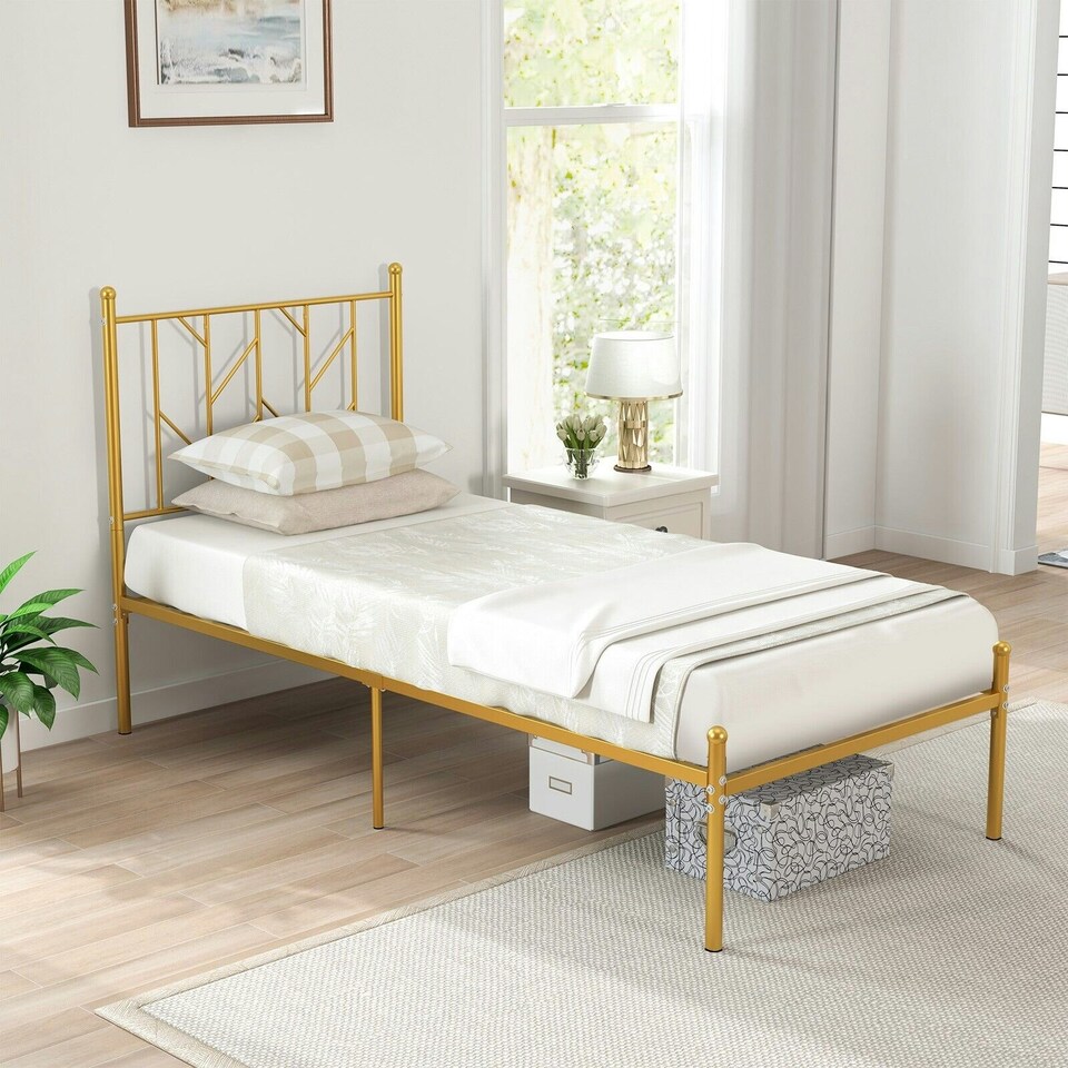 image 1 of COSTWAY 3FT Single Metal Bed Frame Slatted Platform