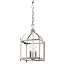 Larkin 2 Light Small Ceiling Pendant Brushed Nickel, E14