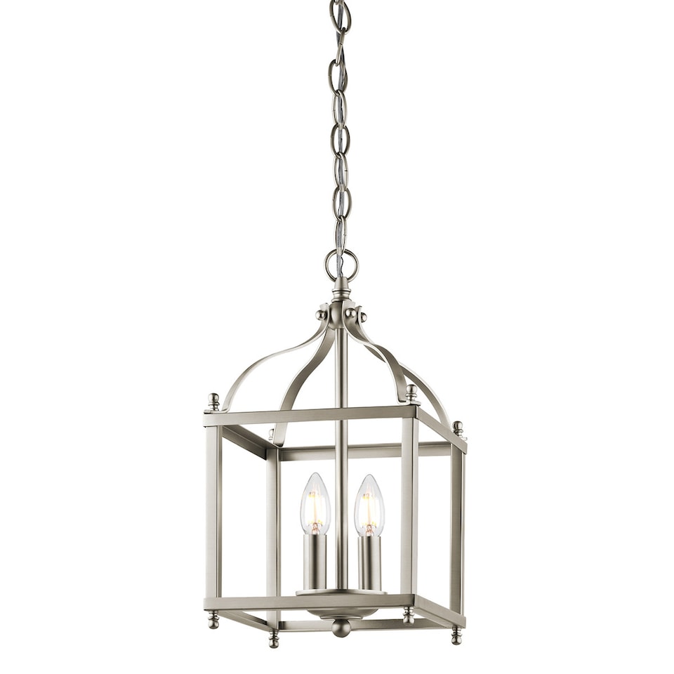 Larkin 2 Light Small Ceiling Pendant Brushed Nickel, E14