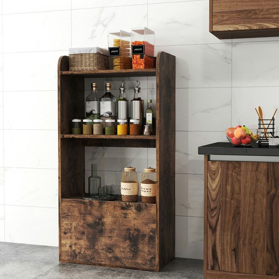 image 1 of COSTWAY Bookcase with Drawer Freestanding Bookshelf Brown Brown