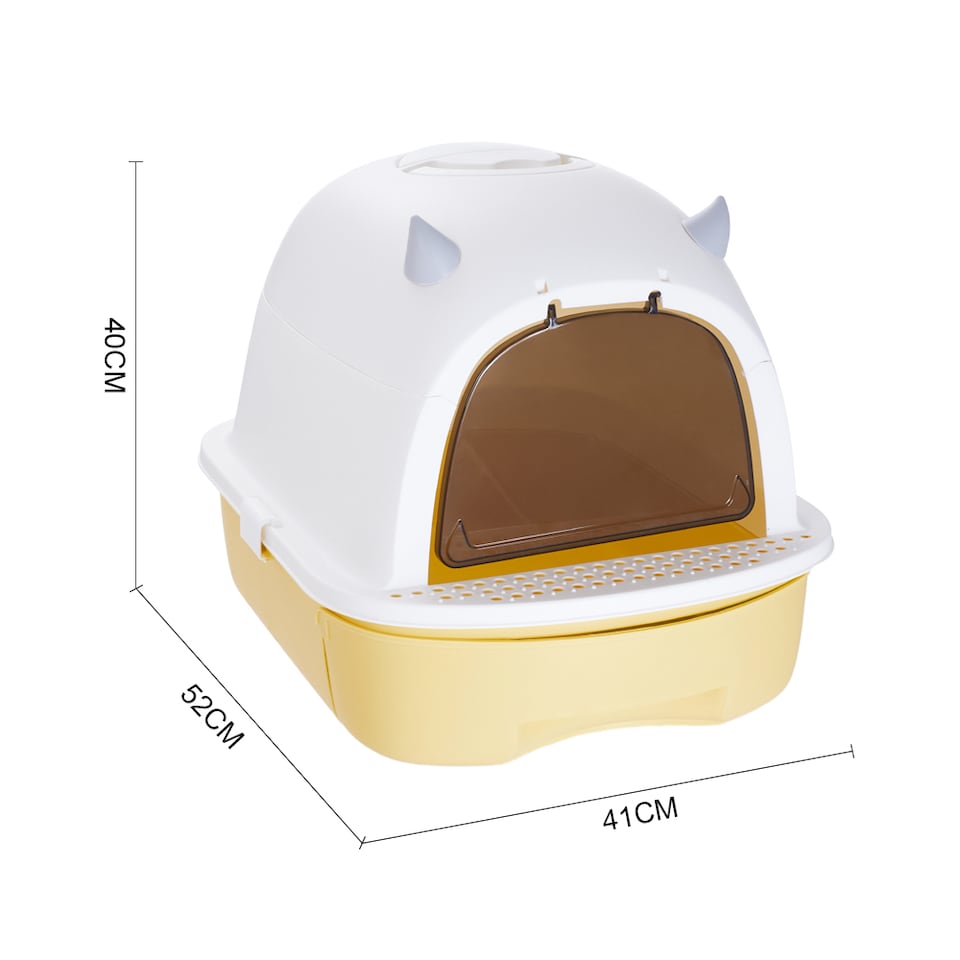 Living and Home Enclosed Cat Litter Box for Big Cats | Yellow