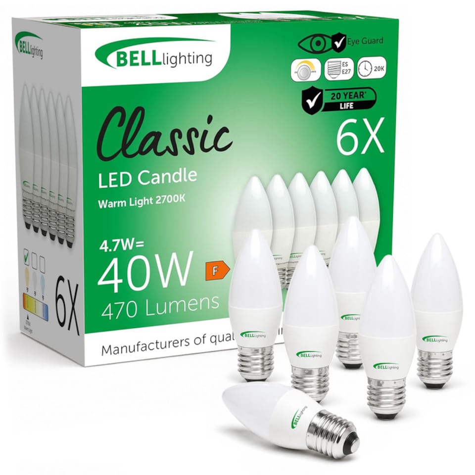 image 1 of BELL Lighting E27 Edison Screw Dimmable LED Candle Warm White 2700K 4.7W Energy Saving