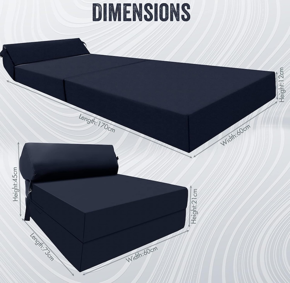 image 1 of Fold Out Z Bed Chair Sofa Lounger With Pillow Navy