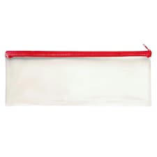 Pack of 12 Janrax 13x5" Red Zip Clear Exam Pencil Case