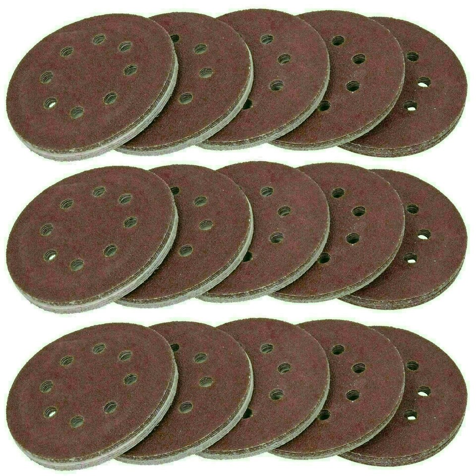 image 1 of 125mm Mixed Grit Hook And Loop Sanding Abrasive Discs Mixed Grit 150 Pack