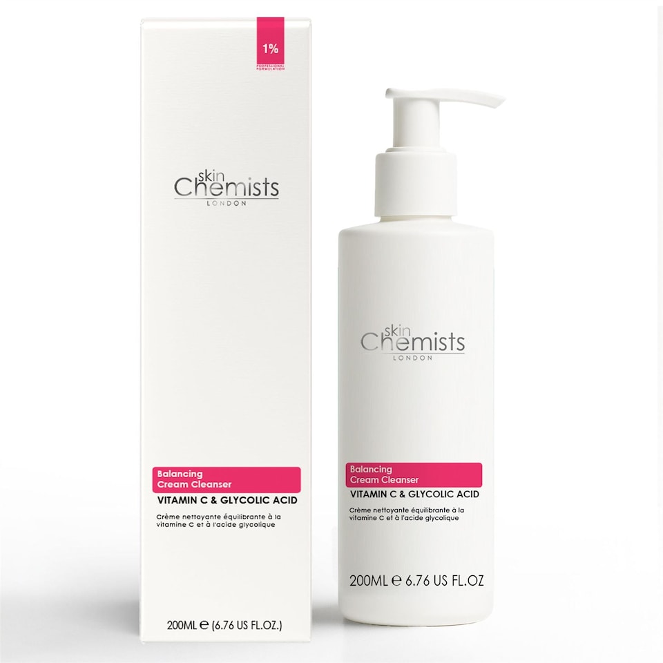 image 1 of skinChemists Balancing Vitamin C & Glycolic Acid Anti-Ageing Cream Cleanser 200ml for Acne, Blemishes, Large Pores, Dullness